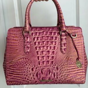 Brahmin Small Finley Satchel Rouge Blush Pink Melbourne Leather